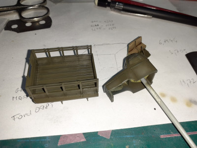 Chevy po nástreku Olive Drab od Gunze Aqueous + nejaký ten pokus o zosvetlenie